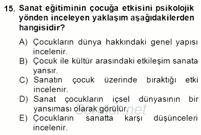 Görsel Sanatlar Eğitimi 2014 - 2015 Dönem Sonu Sınavı 15.Soru