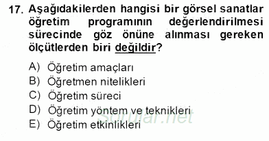 Görsel Sanatlar Eğitimi 2014 - 2015 Dönem Sonu Sınavı 17.Soru