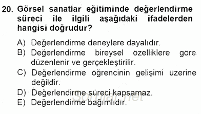 Görsel Sanatlar Eğitimi 2014 - 2015 Dönem Sonu Sınavı 20.Soru