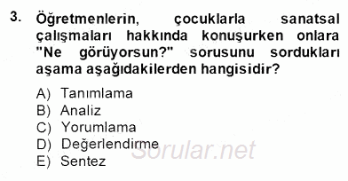 Görsel Sanatlar Eğitimi 2014 - 2015 Dönem Sonu Sınavı 3.Soru