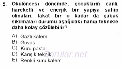 Görsel Sanatlar Eğitimi 2014 - 2015 Dönem Sonu Sınavı 5.Soru