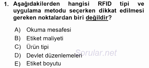 Lojistikte Teknoloji Kullanımı 2015 - 2016 Dönem Sonu Sınavı 1.Soru