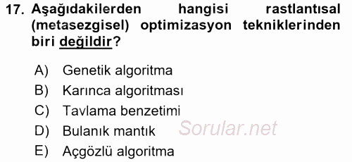 Lojistikte Teknoloji Kullanımı 2015 - 2016 Dönem Sonu Sınavı 17.Soru