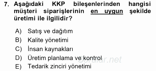 Lojistikte Teknoloji Kullanımı 2015 - 2016 Dönem Sonu Sınavı 7.Soru