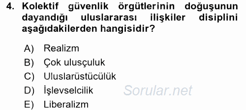 Uluslararası Örgütler 2016 - 2017 Dönem Sonu Sınavı 4.Soru
