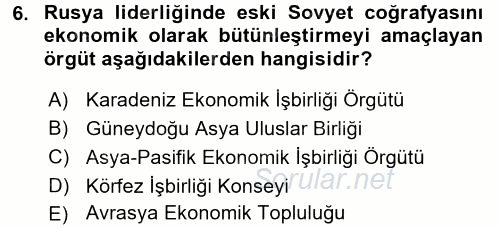 Uluslararası Örgütler 2016 - 2017 Dönem Sonu Sınavı 6.Soru