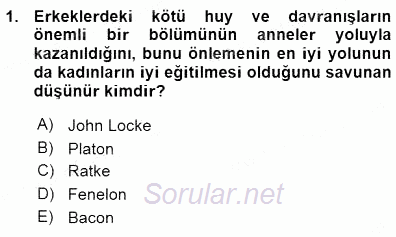 Okulöncesi Eğitime Giriş 2015 - 2016 Ara Sınavı 1.Soru