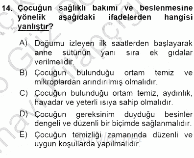Okulöncesi Eğitime Giriş 2015 - 2016 Ara Sınavı 14.Soru