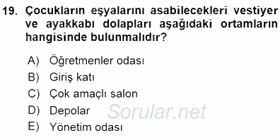 Okulöncesi Eğitime Giriş 2015 - 2016 Ara Sınavı 19.Soru
