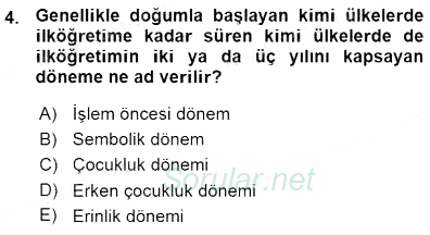 Okulöncesi Eğitime Giriş 2015 - 2016 Ara Sınavı 4.Soru