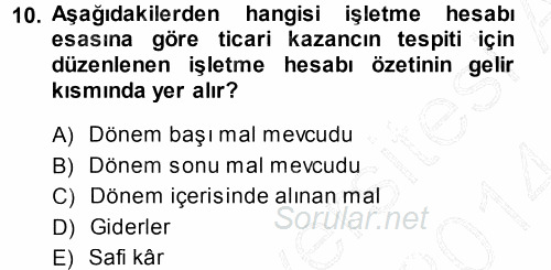 Özel Vergi Hukuku 1 2013 - 2014 Ara Sınavı 10.Soru