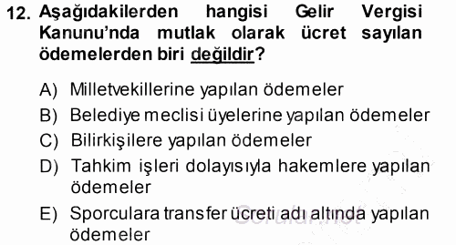 Özel Vergi Hukuku 1 2013 - 2014 Ara Sınavı 12.Soru