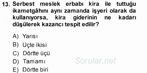 Özel Vergi Hukuku 1 2013 - 2014 Ara Sınavı 13.Soru