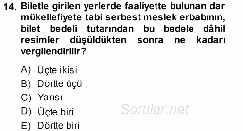 Özel Vergi Hukuku 1 2013 - 2014 Ara Sınavı 14.Soru