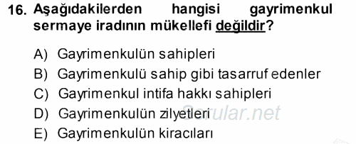 Özel Vergi Hukuku 1 2013 - 2014 Ara Sınavı 16.Soru