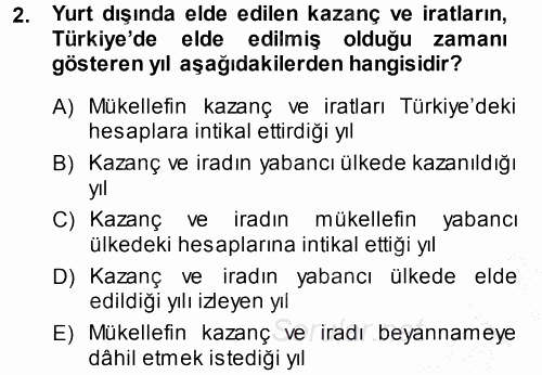 Özel Vergi Hukuku 1 2013 - 2014 Ara Sınavı 2.Soru