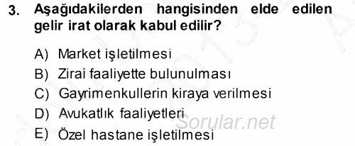 Özel Vergi Hukuku 1 2013 - 2014 Ara Sınavı 3.Soru