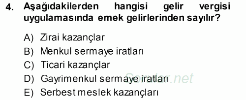 Özel Vergi Hukuku 1 2013 - 2014 Ara Sınavı 4.Soru