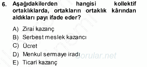 Özel Vergi Hukuku 1 2013 - 2014 Ara Sınavı 6.Soru