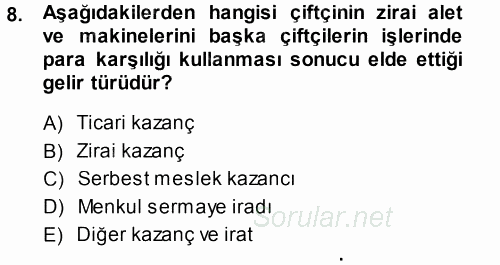 Özel Vergi Hukuku 1 2013 - 2014 Ara Sınavı 8.Soru