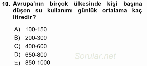 Çevre Sosyolojisi 2016 - 2017 3 Ders Sınavı 10.Soru