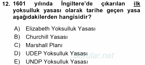 Çevre Sosyolojisi 2016 - 2017 3 Ders Sınavı 12.Soru