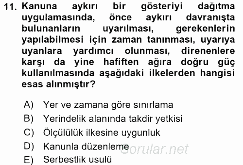 Özel Güvenlik Hukuku 1 2017 - 2018 Ara Sınavı 11.Soru