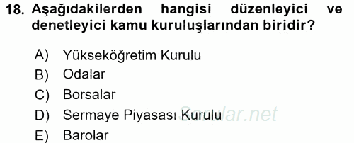 Özel Güvenlik Hukuku 1 2017 - 2018 Ara Sınavı 18.Soru