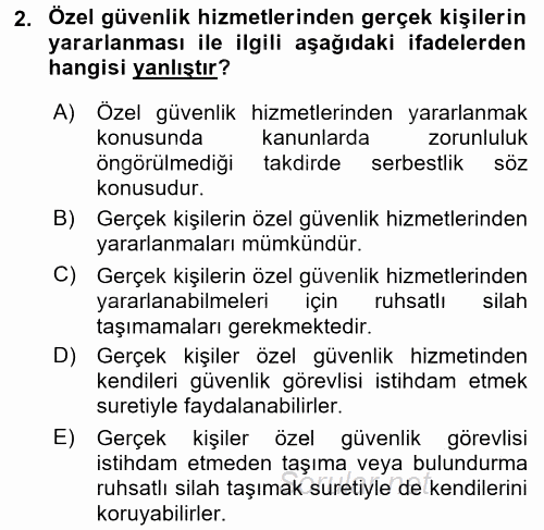 Özel Güvenlik Hukuku 1 2017 - 2018 Ara Sınavı 2.Soru