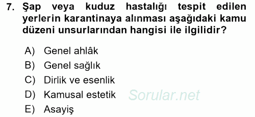 Özel Güvenlik Hukuku 1 2017 - 2018 Ara Sınavı 7.Soru