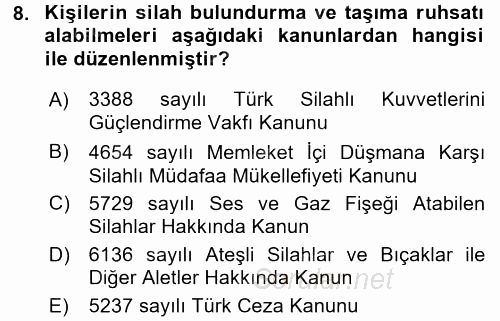 Özel Güvenlik Hukuku 1 2017 - 2018 Ara Sınavı 8.Soru