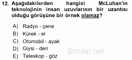 Uluslararası İletişim 2017 - 2018 Ara Sınavı 12.Soru