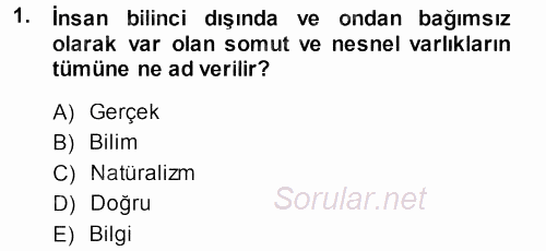 Sosyolojide Araştırma Yöntem ve Teknikleri 2013 - 2014 Dönem Sonu Sınavı 1.Soru