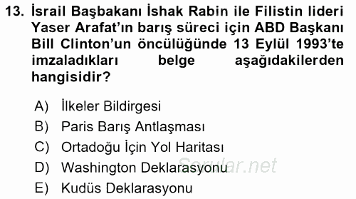 Siyasi Tarih 2 2016 - 2017 3 Ders Sınavı 13.Soru