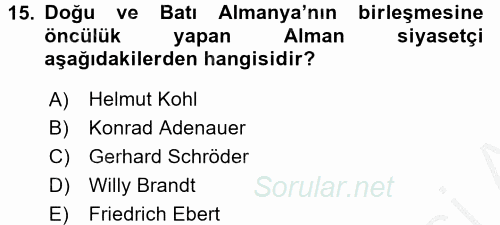 Siyasi Tarih 2 2016 - 2017 3 Ders Sınavı 15.Soru