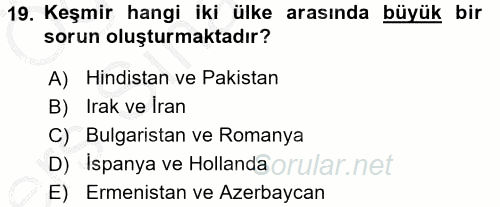Siyasi Tarih 2 2016 - 2017 3 Ders Sınavı 19.Soru