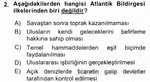 Siyasi Tarih 2 2016 - 2017 3 Ders Sınavı 2.Soru