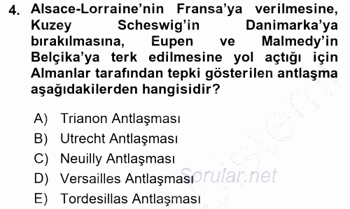 Siyasi Tarih 2 2016 - 2017 3 Ders Sınavı 4.Soru