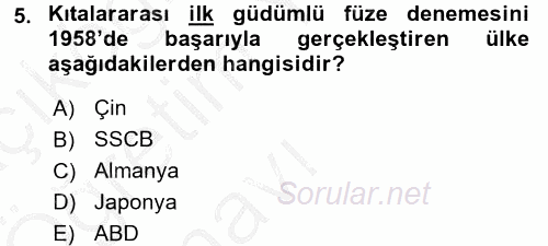 Siyasi Tarih 2 2016 - 2017 3 Ders Sınavı 5.Soru