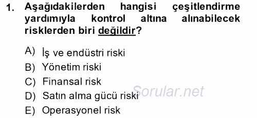 Portföy Yönetimi 2013 - 2014 Dönem Sonu Sınavı 1.Soru