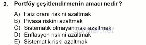 Portföy Yönetimi 2013 - 2014 Dönem Sonu Sınavı 2.Soru
