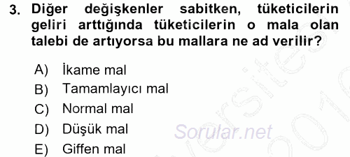 Davranış Bilimlerine Giriş 2015 - 2016 Dönem Sonu Sınavı 3.Soru