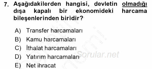 Davranış Bilimlerine Giriş 2015 - 2016 Dönem Sonu Sınavı 7.Soru