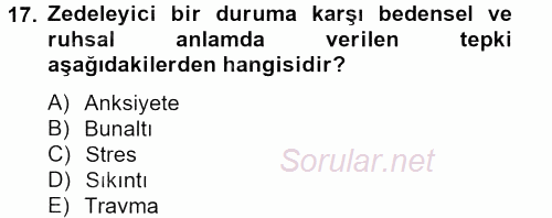 Aile Psikolojisi ve Eğitimi 2013 - 2014 Tek Ders Sınavı 17.Soru