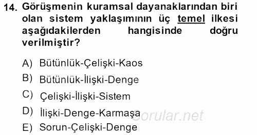 Görüşme Teknikleri 2013 - 2014 Ara Sınavı 14.Soru