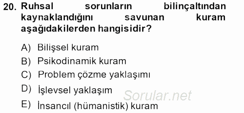 Görüşme Teknikleri 2013 - 2014 Ara Sınavı 20.Soru