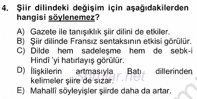 XIX. Yüzyıl Türk Edebiyatı 2012 - 2013 Ara Sınavı 4.Soru