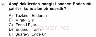 XIX. Yüzyıl Türk Edebiyatı 2012 - 2013 Ara Sınavı 9.Soru