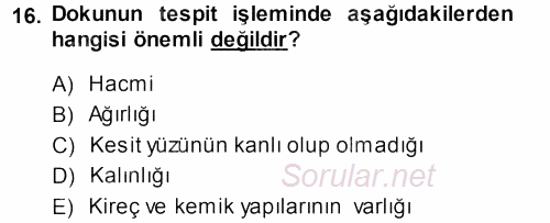 Temel Veteriner Patoloji 2013 - 2014 Ara Sınavı 16.Soru