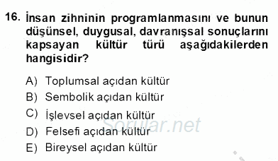 Eğitim Sosyolojisi 2013 - 2014 Dönem Sonu Sınavı 16.Soru